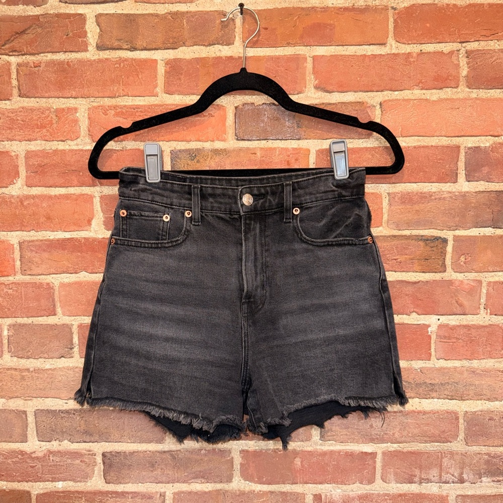 American Eagle Outfitters Black High-Rise Denim Cutoff Shorts
